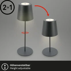 Ladattava LED-pöytävalaisin 7508015, antrasiitti 2700 K IP44 Touchdim