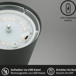 Ladattava LED-pöytävalaisin 7508015, antrasiitti 2700 K IP44 Touchdim