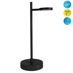 Ladattava LED-pöytävalaisin Lupa, musta Korkeus 45 cm Metalli Touchdim