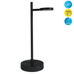 Ladattava LED-pöytävalaisin Lupa, musta Korkeus 45 cm Metalli Touchdim