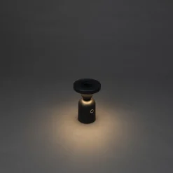 Ladattava LED-pöytävalaisin Nantes, musta, alumiini, IP54, himmennin,
