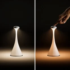 Ladattava LED-pöytävalaisin Nudrop mini, lumenvalkoinen, IP54, himmennettävä