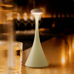 Ladattava LED-pöytävalaisin Nudrop mini, salvianvihreä, IP54, himmennettävä