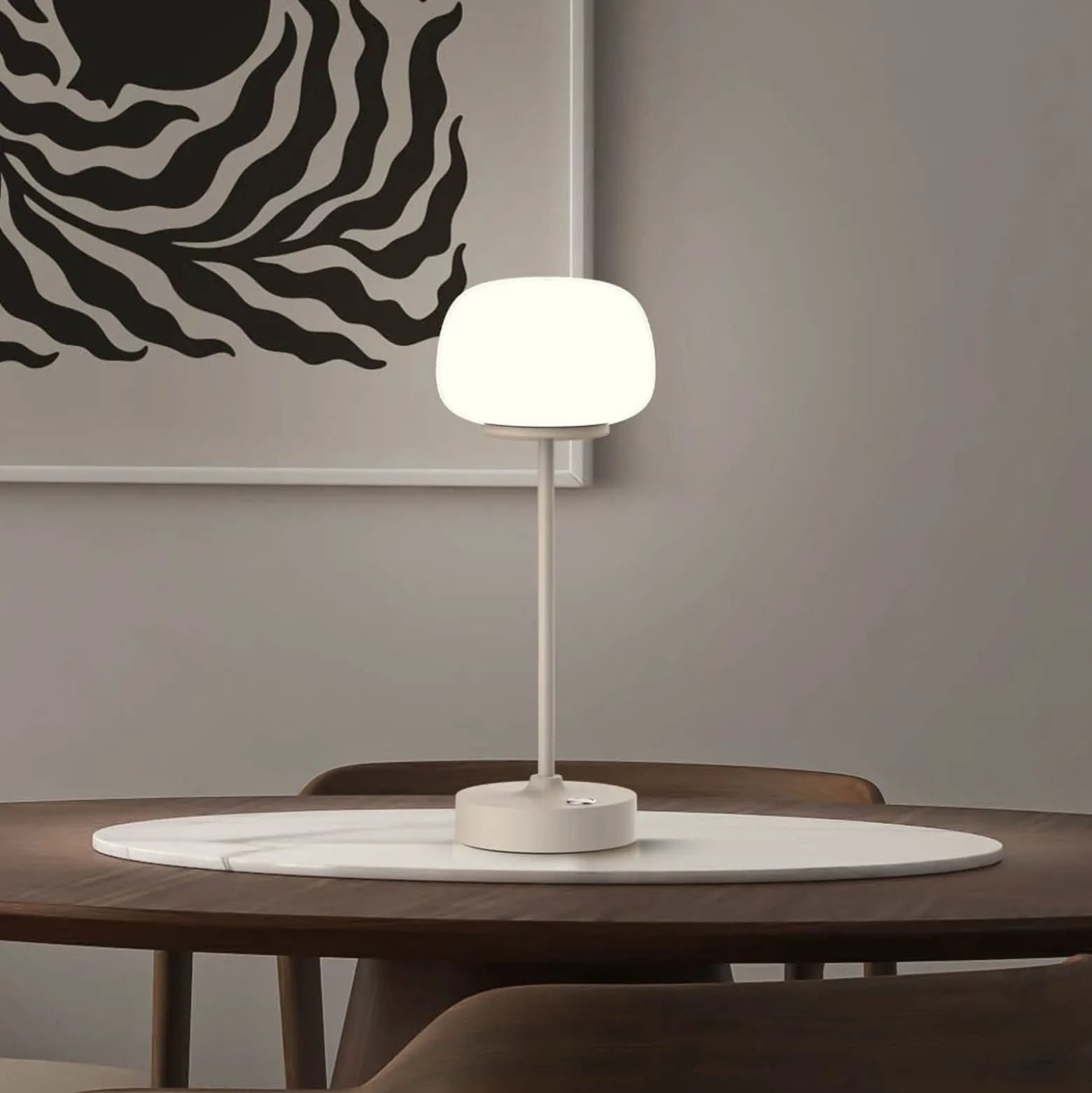 Ladattava LED-pöytävalaisin Pina beige Korkeus 27.8cm Metalli/lasi