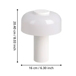 Ladattava LED-pöytävalaisin Ponente, Ø 16 cm, valkoinen, CCT, himmennettävä
