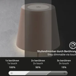 Ladattava LED-pöytävalaisin 7508012, ruskea, 2700 K IP44 kosketushimmennin