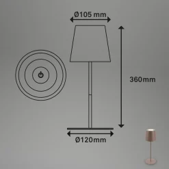 Ladattava LED-pöytävalaisin 7508012, ruskea, 2700 K IP44 kosketushimmennin