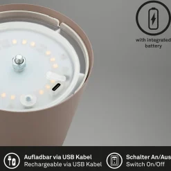 Ladattava LED-pöytävalaisin 7508012, ruskea, 2700 K IP44 kosketushimmennin