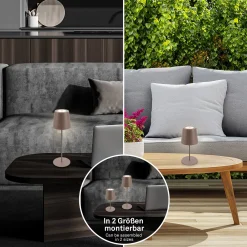 Ladattava LED-pöytävalaisin 7508012, ruskea, 2700 K IP44 kosketushimmennin