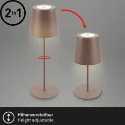 Ladattava LED-pöytävalaisin 7508012, ruskea, 2700 K IP44 kosketushimmennin