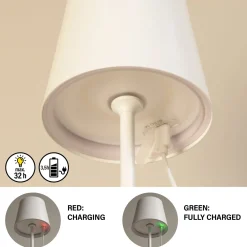 Ladattava LED-pöytävalaisin Viletto, valkoinen, IP54