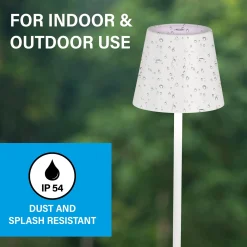 Ladattava LED-pöytävalaisin Viletto, valkoinen, IP54