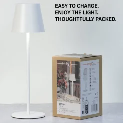 Ladattava LED-pöytävalaisin Viletto, valkoinen, IP54