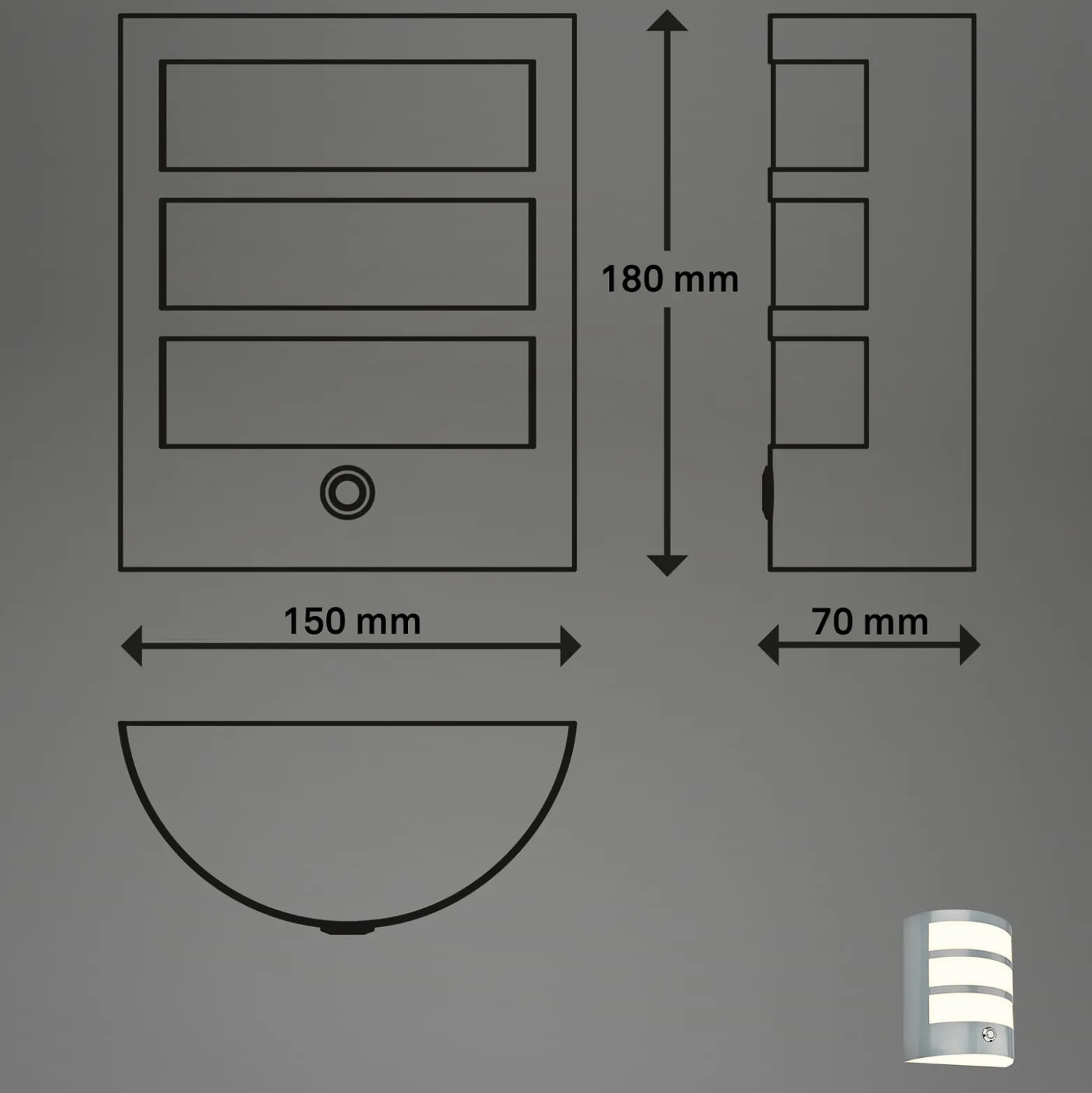 Ladattava LED-ulkoseinävalaisin 3793014, krominvärinen, himmennettävä, IP44