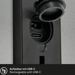 Ladattava LED-ulkoseinävalaisin 3787015, musta, anturi, ylös/alas, ylös/lasku