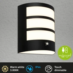 Ladattava LED-ulkoseinävalaisin 3793015, musta, himmennettävä, IP44