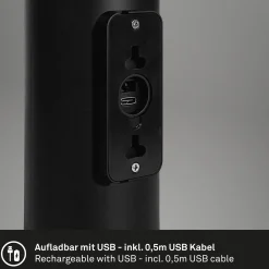 Ladattava LED-ulkoseinävalaisin 3786015, musta Kosketus himmennin ylös/alaspäin