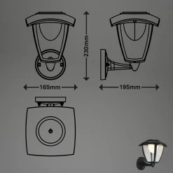 Ladattava LED-ulkoseinävalaisin 3929015, musta, kosketushimmennin