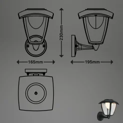 Ladattava LED-ulkoseinävalaisin 3929015, musta, kosketushimmennin