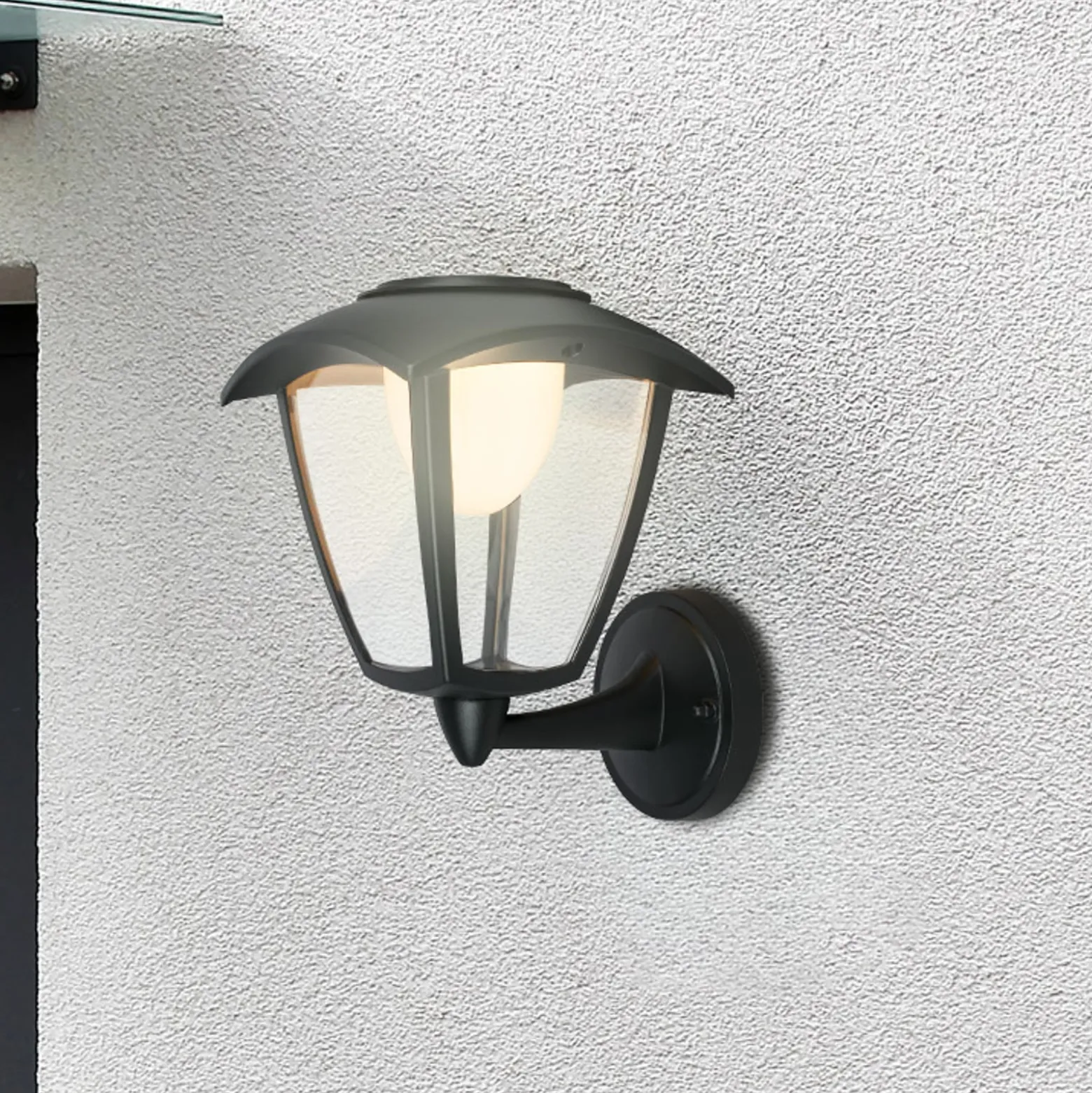 Ladattava LED-ulkoseinävalaisin 3929015, musta, kosketushimmennin