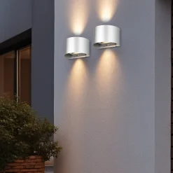 Ladattava LED-ulkoseinävalaisin Talent, titaaninvärinen, leveys 16 cm