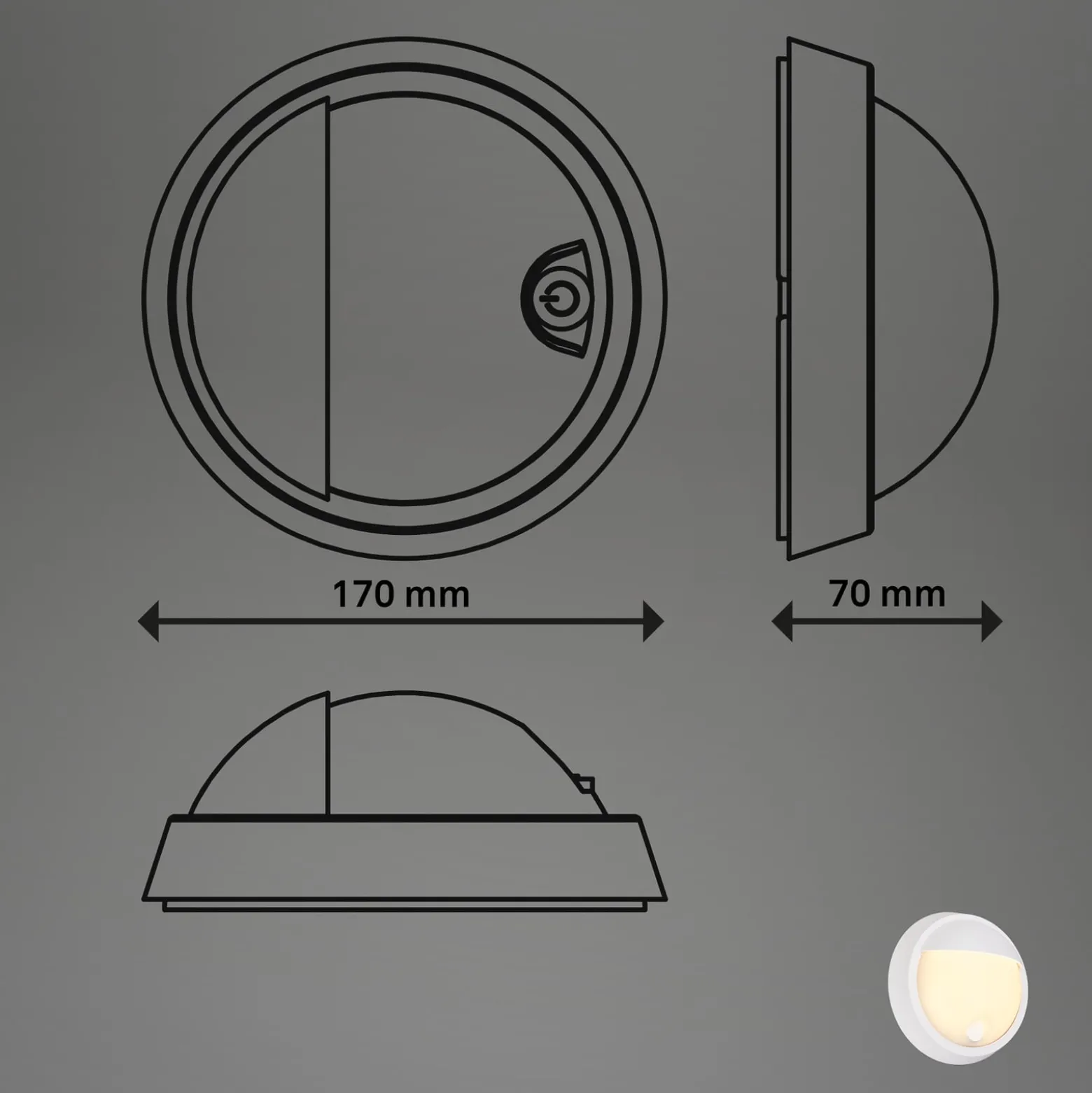 Ladattava LED-ulkoseinävalaisin 3784016, valkoinen, kosketushimmentimellä, Ø 17