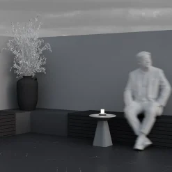 Lantra LED-pöytävalaisin, valkoinen, korkeus 10 cm, IP44, himmennettävä