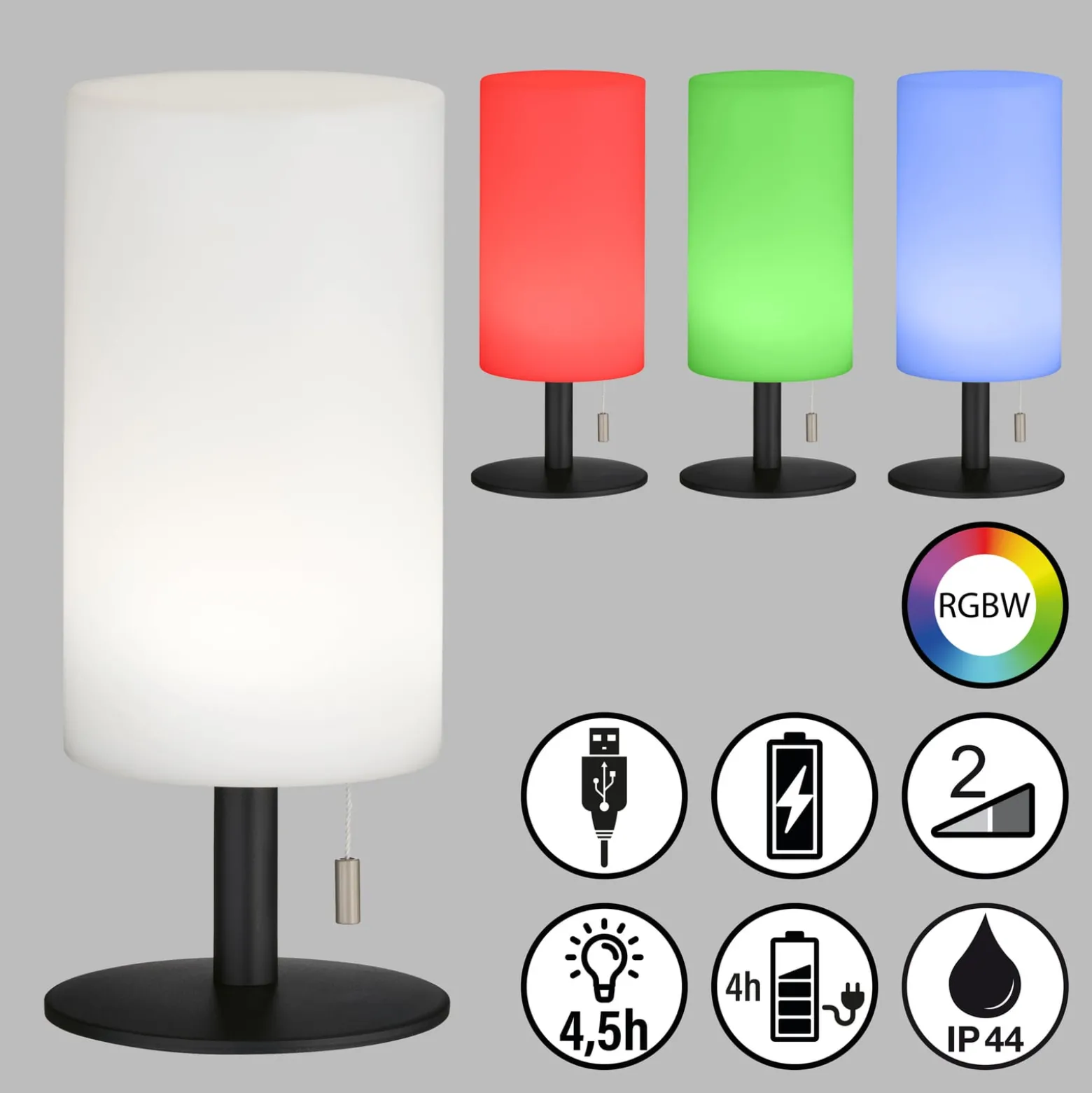 Larino LED-ladattava pöytävalaisin, korkeus 28 cm