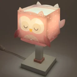 Lasten pöytälamppu Little Pink Owl, G4, leveys 14 cm