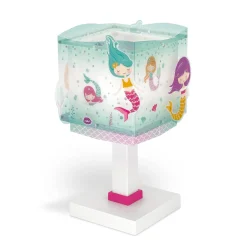 Lasten pöytälamppu Mermaids, G4, leveys 16 cm