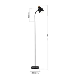 Lattiavalaisin Gili, musta mattapintainen, teräs, korkeus 150 cm, E27