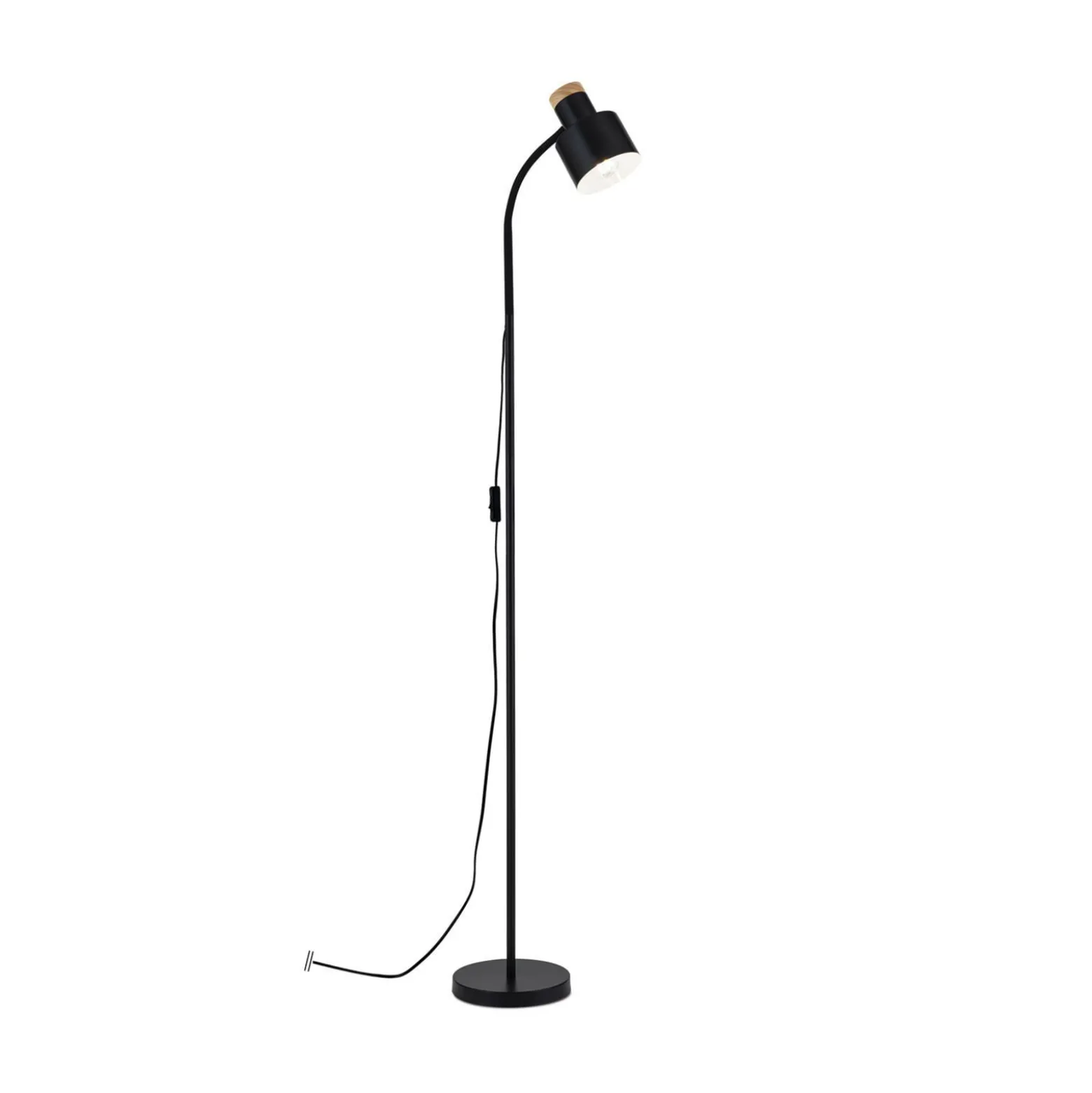 Lattiavalaisin Gili, musta mattapintainen, teräs, korkeus 150 cm, E27