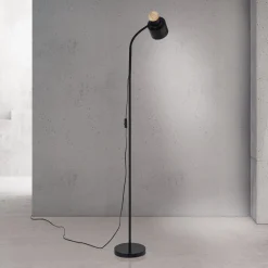 Lattiavalaisin Gili, musta mattapintainen, teräs, korkeus 150 cm, E27