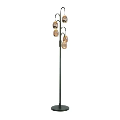 Lattiavalaisin Golden Egg musta/karmiininpunainen 165 cm 5-valaisin metalli/lasi