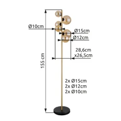 Lattiavalaisin Riha, korkeus 155 cm, meripihka/messinki, metalli