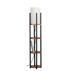 Lattiavalaisin Shelf, musta/kupari, kangas, korkeus 130 cm, E27