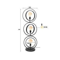 Lattiavalo Ringelbach, antrasiitti, 3-lamppuinen