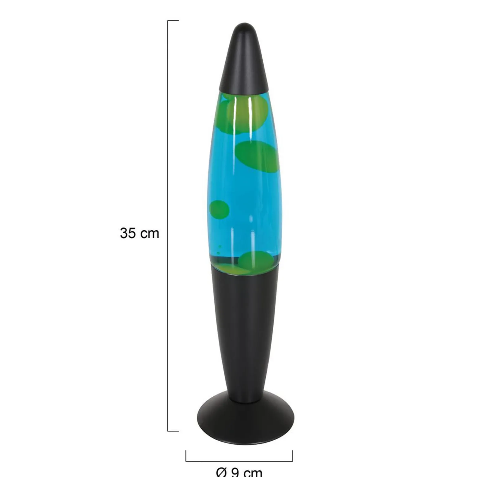 Lava-lamppu Volcan 3116, musta, vihreä-sininen neste, E14