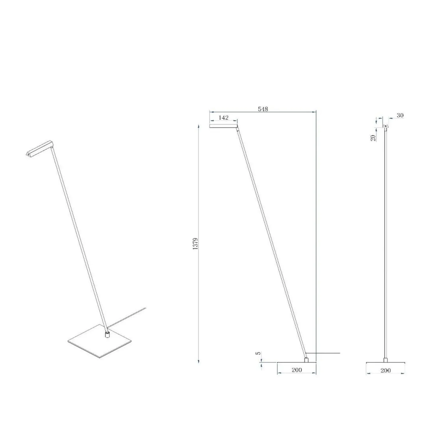 Lavale LED-lattiavalaisin, okra-keltainen, himmennettävä, korkeus 138 cm