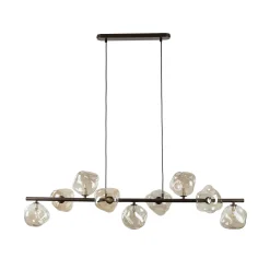 Lava-riippuvalaisin, ruskea, 9-lamppuinen, lasi, pituus 116 cm, G9