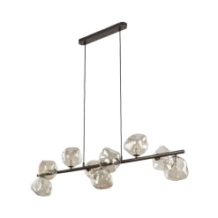 Lava-riippuvalaisin, ruskea, 9-lamppuinen, lasi, pituus 116 cm, G9