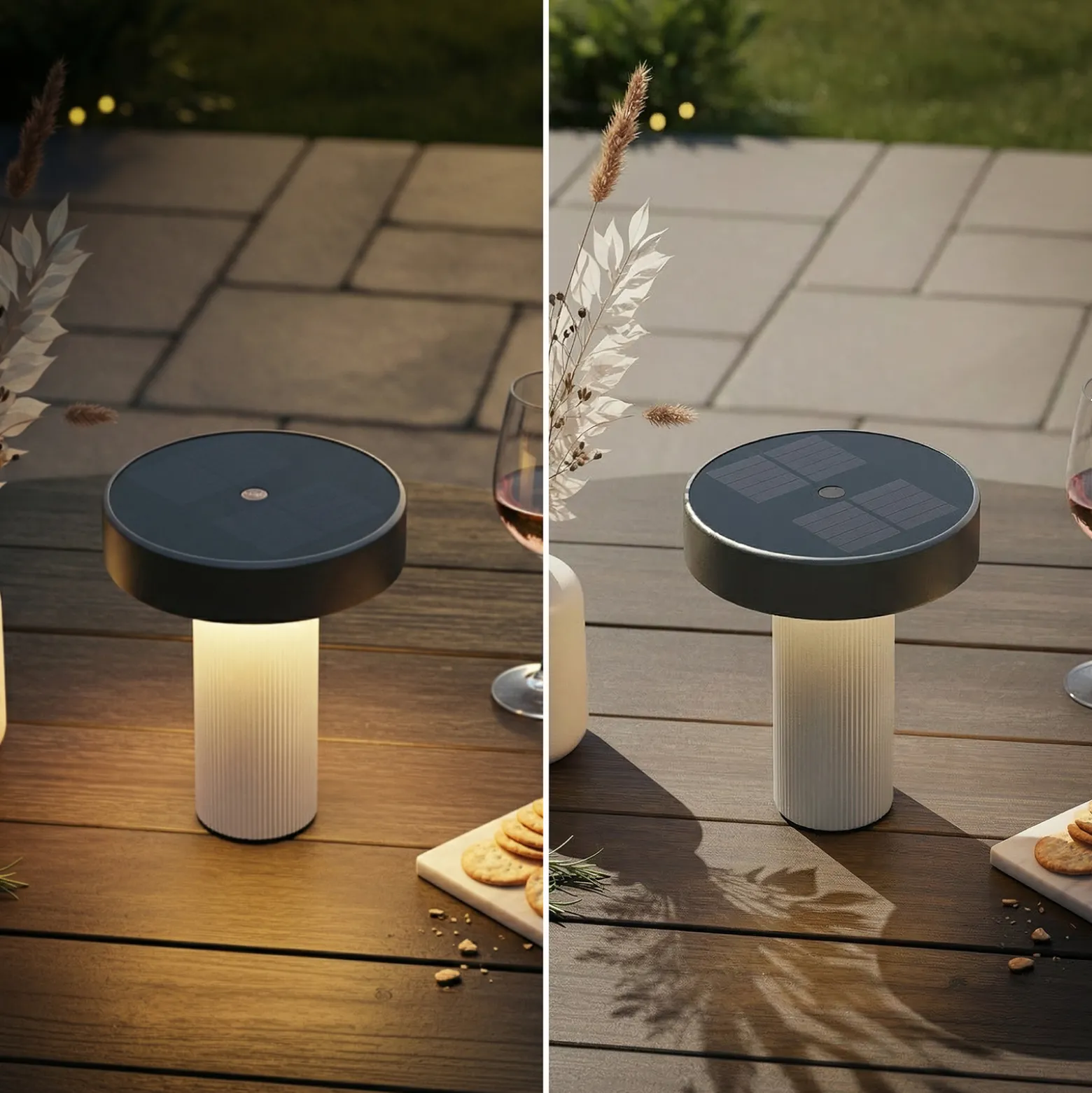 LED-akku-aurinkopöytälamppu Poga, vanhanvalkoinen/antrasiitti, IP44