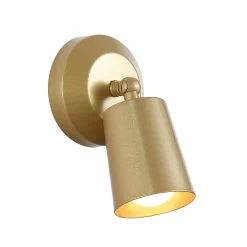 LED-akkuinen seinälamppu CONE, kullanvärinen, leveys 10 cm, metalli