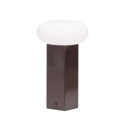LED-akkukäyttöinen LED-pöytälamppu LOW, ruskea, korkeus 20 cm, metallia,