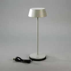 LED-akkukäyttöinen LED-pöytälamppu Menton, harmaa, korkeus 27 cm, IP54, USB