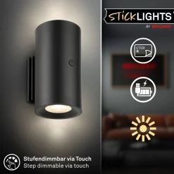 LED-akkukäyttöinen LED-seinävalaisin Isy, mattamusta, muovi, 3 000 K