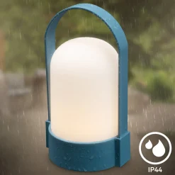 LED-akkukäyttöinen pöytälamppu ASA, kyyhkynsininen, korkeus 15,5 cm, IP44
