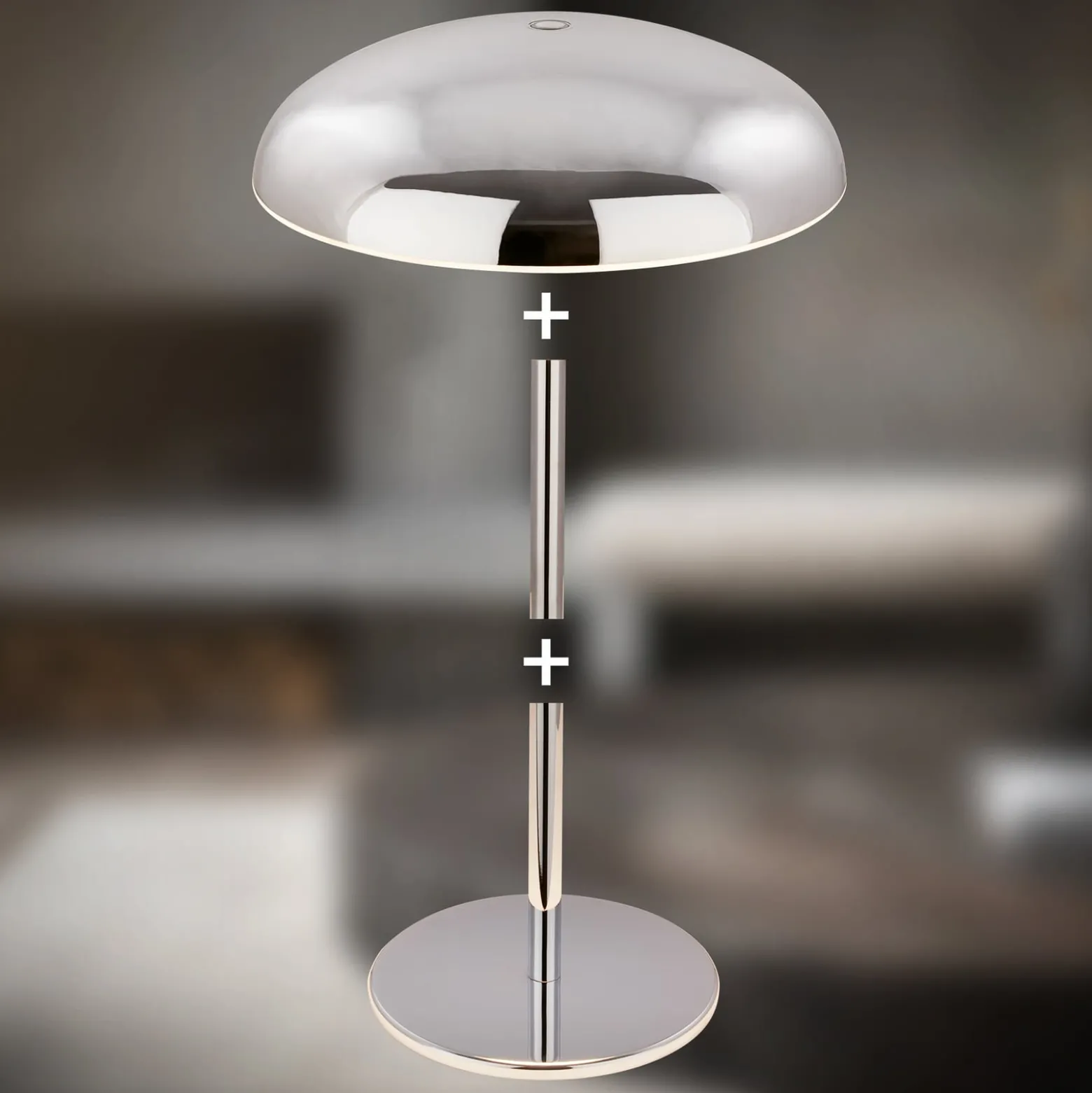 LED-akkukäyttöinen pöytälamppu Brilo unplugged Caxa 30 cm, kromi