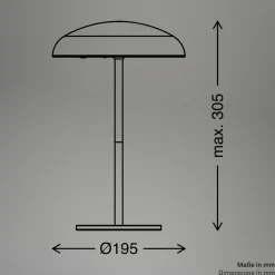 LED-akkukäyttöinen pöytälamppu Brilo unplugged Caxa 30 cm, kromi