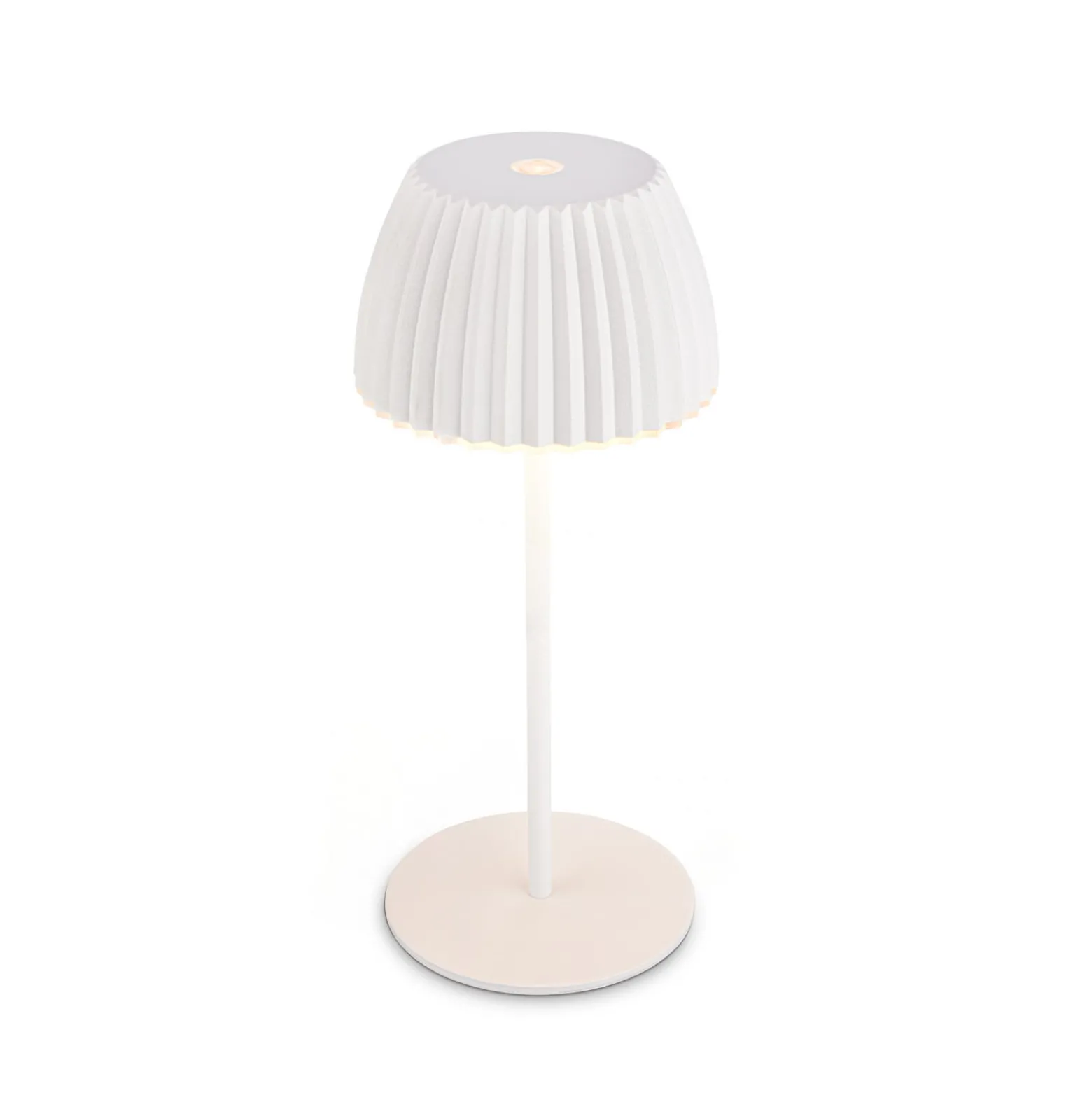 LED-akkukäyttöinen pöytälamppu Brilo unplugged Riffle, 20 cm, valkoinen